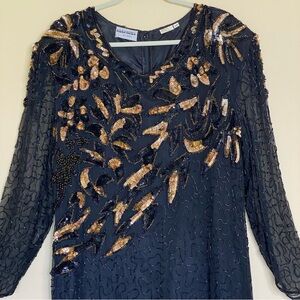 Cherish Black and Gold Long Sleeve Dress